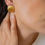 Gold-Domed Disc Earrings