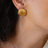 Gold-Domed Disc Earrings