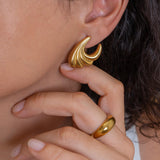 Large Gold Wavy Earrings