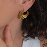 Large Gold Wavy Earrings
