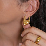 Large Gold Wavy Earrings