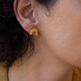 Gold Rainbow Stud Earrings
