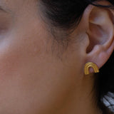 Gold Rainbow Stud Earrings
