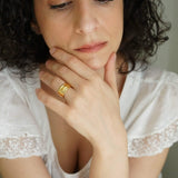 Gold Band Ring with Inner Floral Pattern