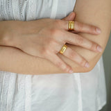 Gold Band Ring with Inner Floral Pattern