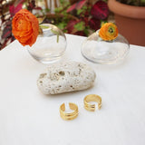 Gold Band Ring with Inner Floral Pattern