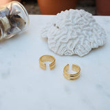 Gold Band Ring with Inner Floral Pattern