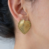 Large Gold Heart Stud Earrings