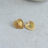 Large Gold Heart Stud Earrings
