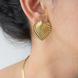 Large Gold Heart Stud Earrings