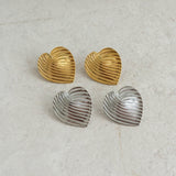 Large Gold Heart Stud Earrings
