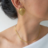 Large Gold Heart Stud Earrings