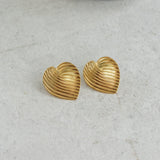 Large Gold Heart Stud Earrings
