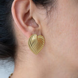 Large Gold Heart Stud Earrings