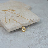 Gold ROUND Embossed pendant necklace