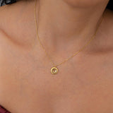 Gold ROUND Embossed pendant necklace
