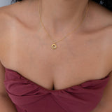 Gold ROUND Embossed pendant necklace