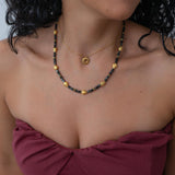 Gold ROUND Embossed pendant necklace