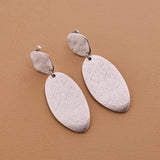 Large Silver OVAL Hammered Earrings