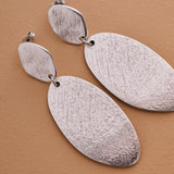 Large Silver OVAL Hammered Earrings
