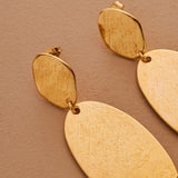 Gold Large OVAL Hammered Earrings