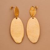 Gold Large OVAL Hammered Earrings