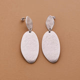 Large Silver OVAL Hammered Earrings