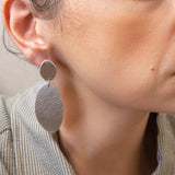 Large Silver OVAL Hammered Earrings