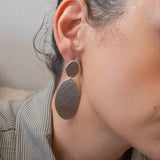 Large Silver OVAL Hammered Earrings