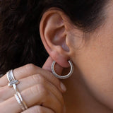 Silver Dotted Hoops