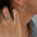 Silver Dotted Hoops