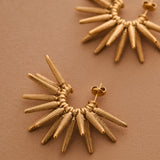 Gold Sun Rays Hoop Earrings