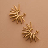 Gold Sun Rays Hoop Earrings