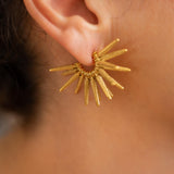 Gold Sun Rays Hoop Earrings