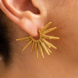 Gold Sun Rays Hoop Earrings