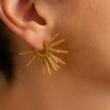 Gold Sun Rays Hoop Earrings