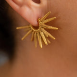 Gold Sun Rays Hoop Earrings