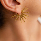 Gold Sun Rays Hoop Earrings