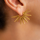 Gold Sun Rays Hoop Earrings