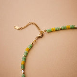 Green & Yellow Jade Beaded Necklace wt Freshwater Pearls