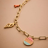 Gold Charm Necklace wt Sunset Pendant