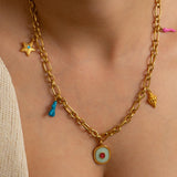 Gold Evil Eye & Sea Charms Necklace