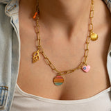 Gold Charm Necklace wt Sunset Pendant