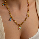Gold Evil Eye & Sea Charms Necklace