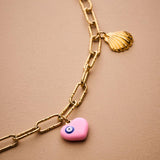 Gold Charm Necklace wt Sunset Pendant