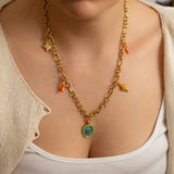 Gold Evil Eye & Sea Charms Necklace