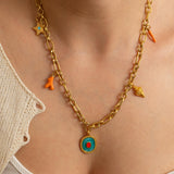 Gold Evil Eye & Sea Charms Necklace