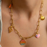 Gold Charm Necklace wt Sunset Pendant