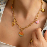 Gold Charm Necklace wt Sunset Pendant