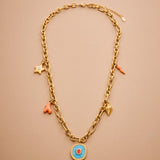 Gold Evil Eye & Sea Charms Necklace